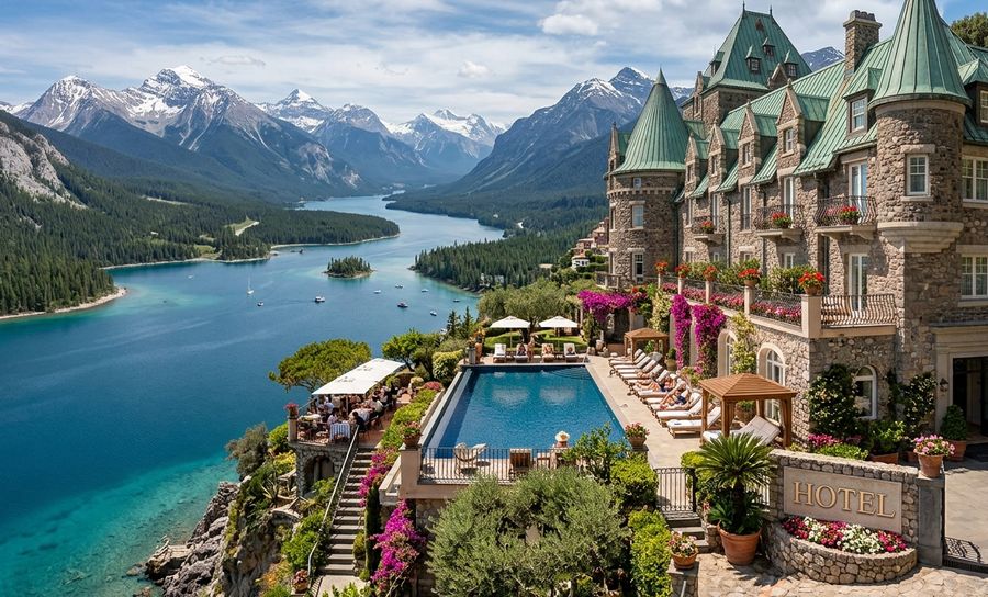 Luxury lakeside hotel and resort property